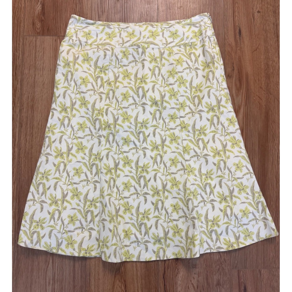 Vintage Gap Stretch Floral A-Line Skirt Yellow Green White Y2K Size 6